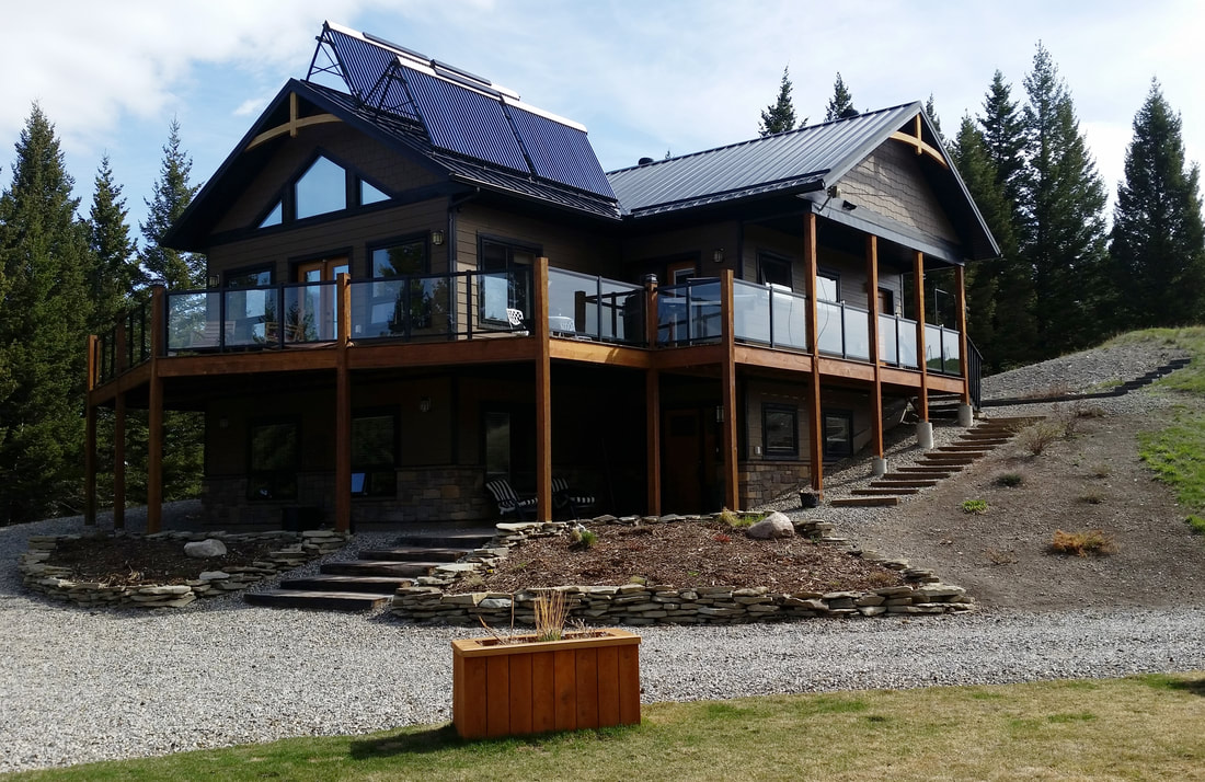 Cabin with PV panels on the roof